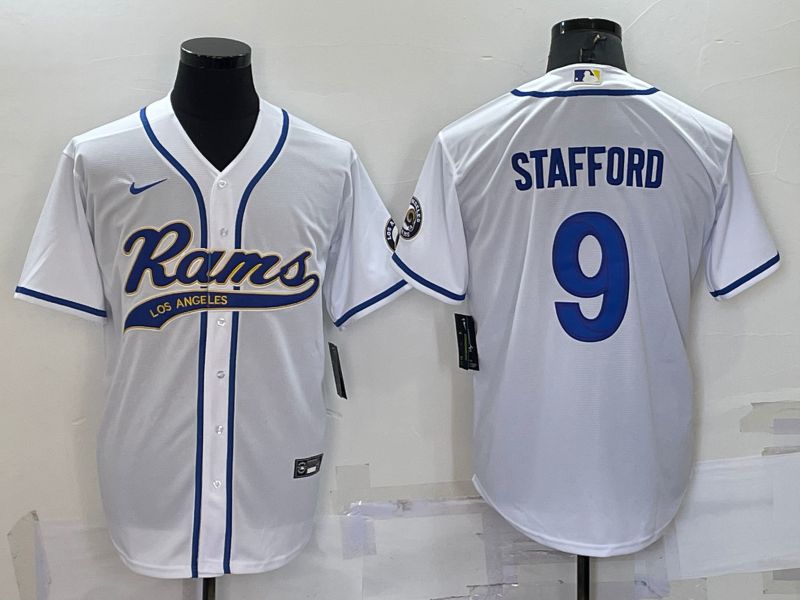 Men Los Angeles Rams 9 Stafford White 2022 Nike Co branded NFL Jerseys